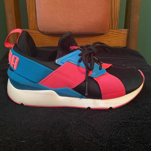 Puma Ignite Shoes Size 4C Girls Lace Blue Pink Black Sneaker Running Wal… - Picture 6 of 6